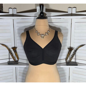 Cacique black cotton bra elastic band adjustable straps & closure on back 38F